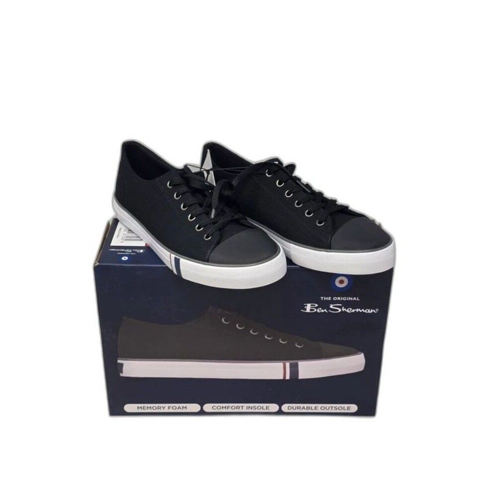 Ben Sherman Dorset Lo Canvas Sneakers Black on Black Low Top Men's Size Variety